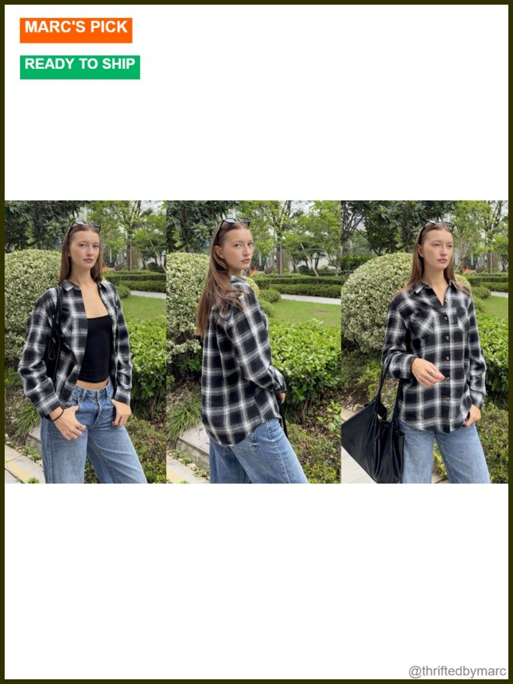 Flannel Plaid Button Down Shirt for Women | Long Sleeve Work Blouse - Picture 4 of 6